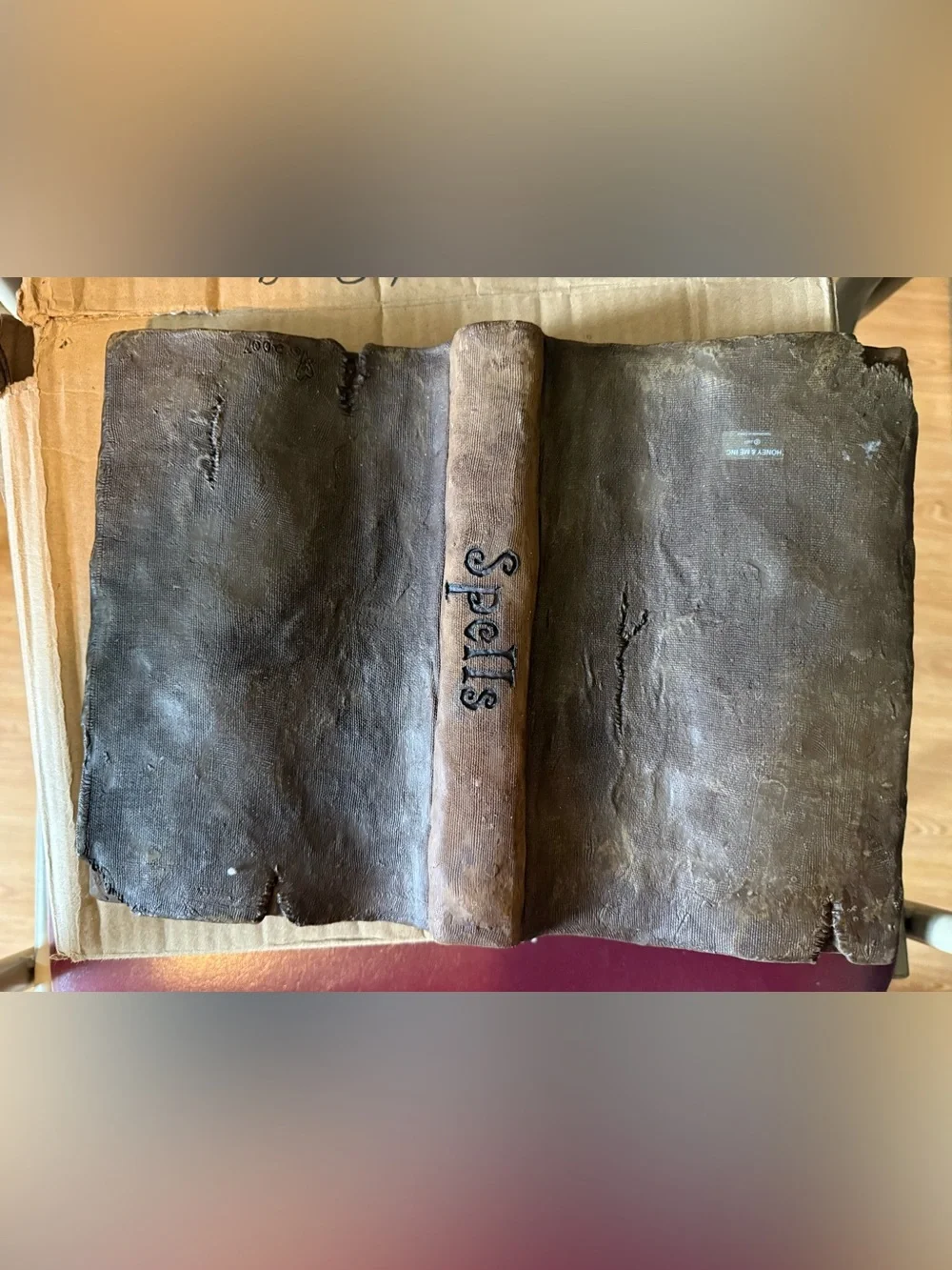 Handcrafted Brown 'Spells' Book Sculpture
